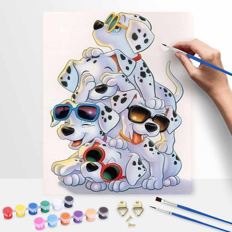 Disney 101 Dalmatians oil painting art set handmade diy gift home decoration 20x30cm