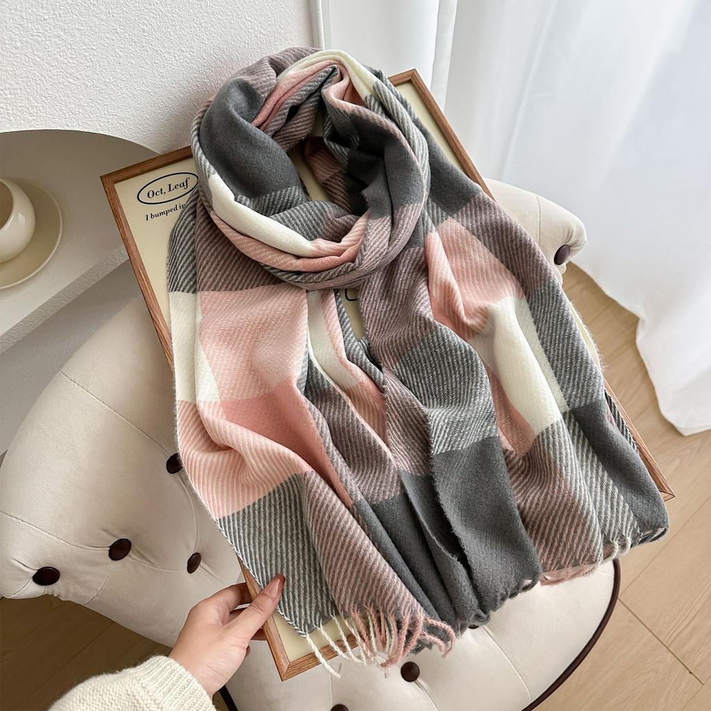 Classic Block High-end Shawl, Soft And Skin Friendly Tassel Plaid Scarf, Warm Couple Style Scarf