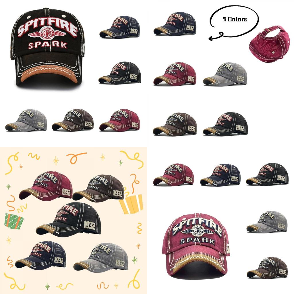 Unisex Cotton Baseball Cap With Embroidered Lettering And Vintage Brim For Outdoor Sun Protection