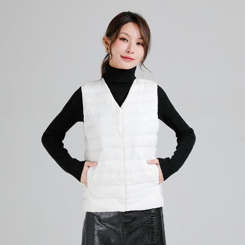 Womens Lightweight Duck Down Vest Sleeveless Puffer Gilet Warm Inner Layer Slim Fit Short Coat