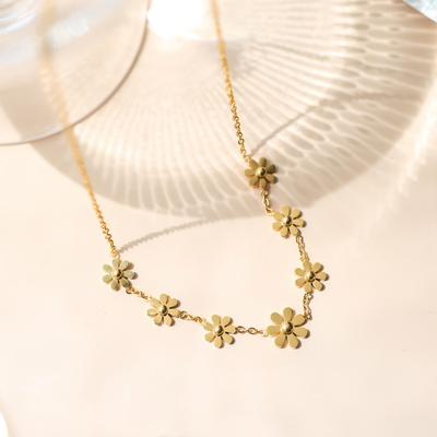 316L Stainless Steel 2024 New Fashion Upscale  Vintage Daisy Flowers Charms Chain Choker Necklaces Pendants For Women