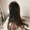 Lolita Gothic Headdress Lace Veil Headwear Rose Side Clip Barrette Halloween Cosplay Accessories Party Headpiece