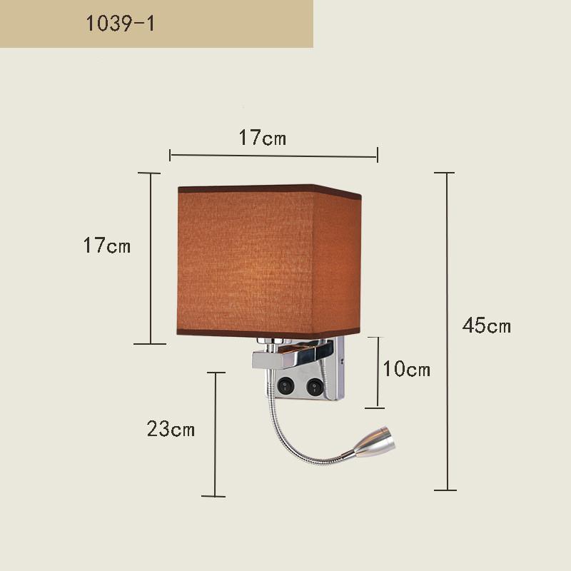 LED Wall Lamp with USB Port Charging Spotlight Fabric Wall Sconce Lighting for Hotel Bedroom Bedside Reading Decor E27