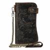New Men's Leather Long Wallet With Crazy Horse Dragon Tiger Patterns Retro Iron Chain Anti-theft Handbag
