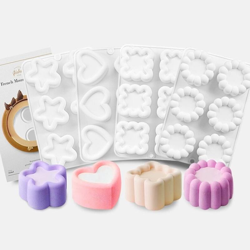 Silikonowa Forma do Musu Puddingowej Serce/Gwiazda/Okrągła/Kwadratowa Kwiatowa DIY Deser Czekoladowa Forma Narzędzia do Dekoracji Ciast Naczynia do Pieczenia