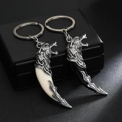 Trendy Hip-Hop Wolf Tooth Cross Eagle Metal Keychain for Men & Women with Airplane Pendant