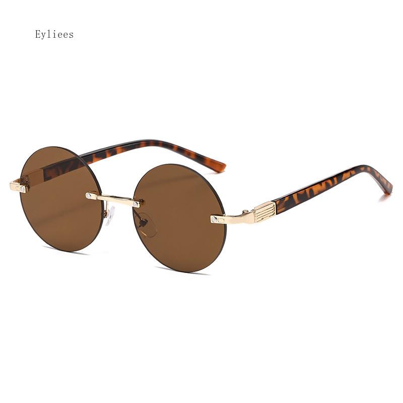 Ochelari de soare clasici, fără montură, femei, bărbați, cristal, lentile verde închis, ochelari de soare retro, rotunzi, ochelari de conducere în aer liber
