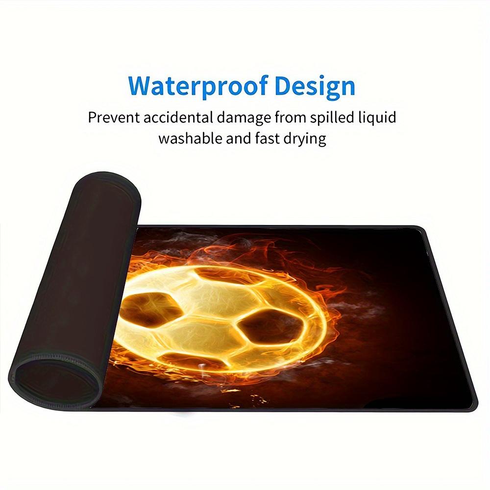 1pc Large Gaming Mouse Pad, UV Reactive Non-Slip Desk Mat, Washable PolyesterFire, Soccer, FlameComputer Pad with Vibrant Game Machine Print