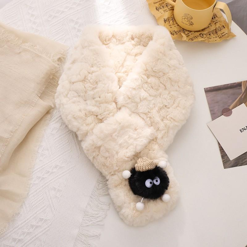 Soft Fleece Scarf Winter Warmth Cartoon Print Unisex Neck Wrap Cozy Comfortable Breathable Fashion Accessory