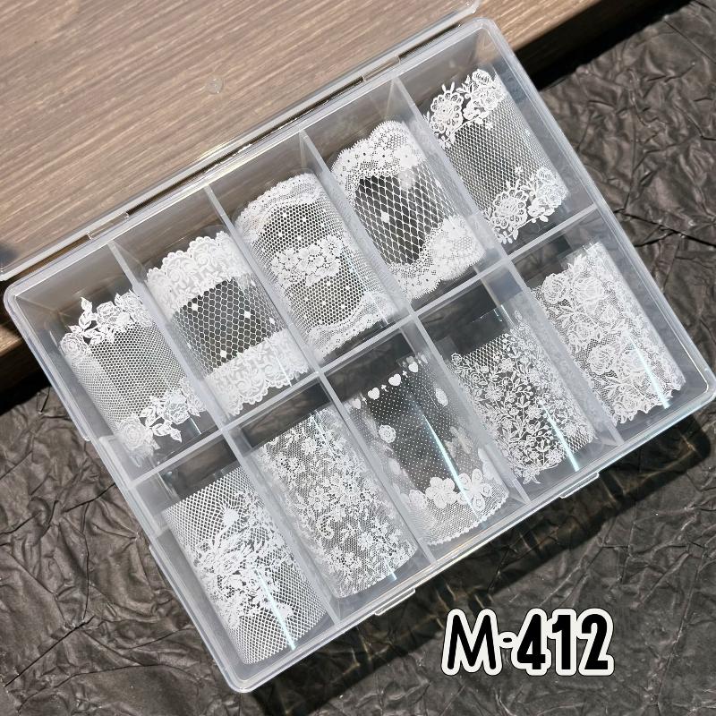 10 Rolls Sexy Lace Flower Nail Foils For Transfer Paper Sliders Floral Stickers Nail Art Decorations Manicure Decals