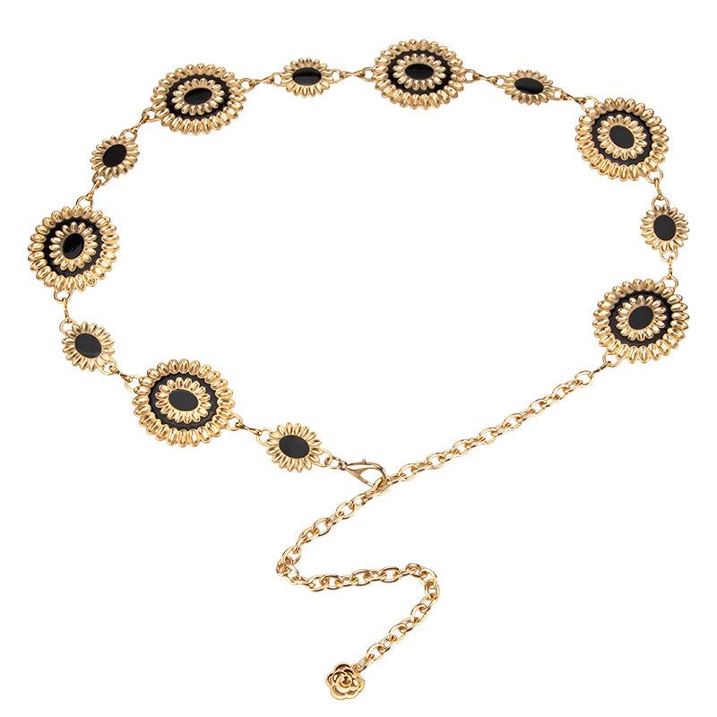 European and American National Style Metal Waist Chain Women's Personalized Versatile Dress Retro Waist Decoration Light Luxury Belt for Girls