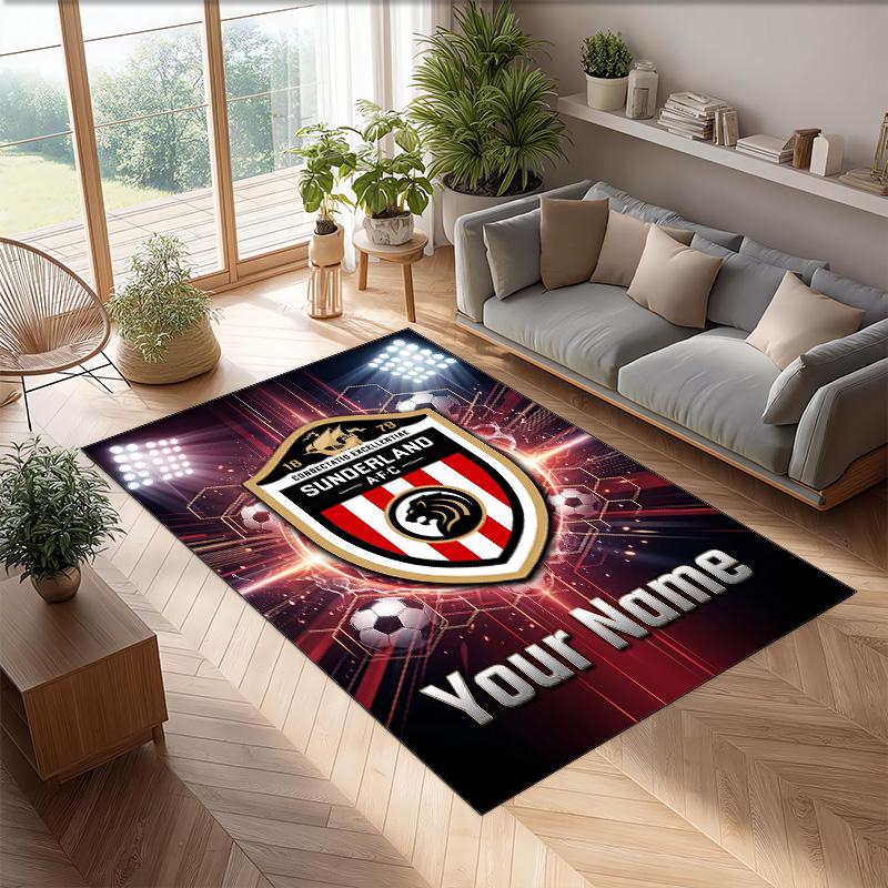 Sunderland FC Printed Crystal Velvet Rug Non‑Slip Crystal Velvet Carpet For Sofa Bedroom Indoor Home Decoration