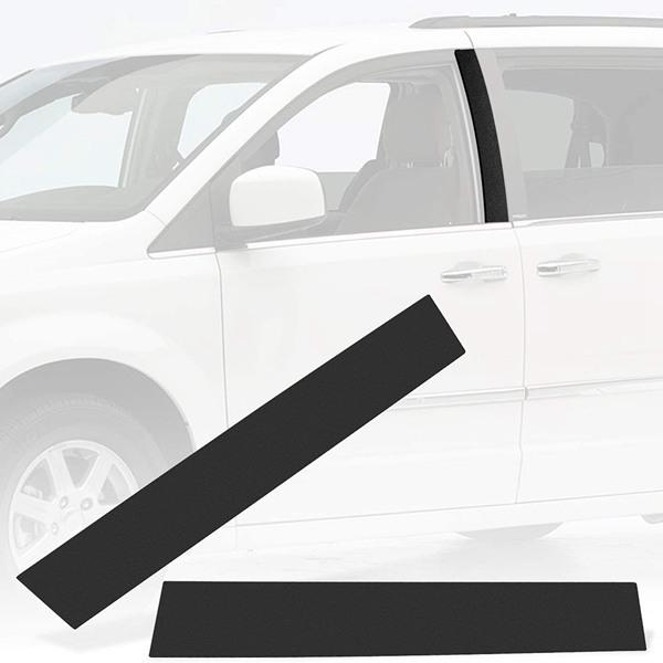 Black ABS Door Pillar Glass Trim for 08-20 Dodge Caravan (Pair)