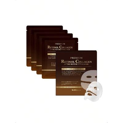 WellDerma Retinol Collagen Face Mask 4ea Low-Molecular Collagen Mask For Firming & Hydrating Microhole Adherence Cooling Effect Deep Absorption