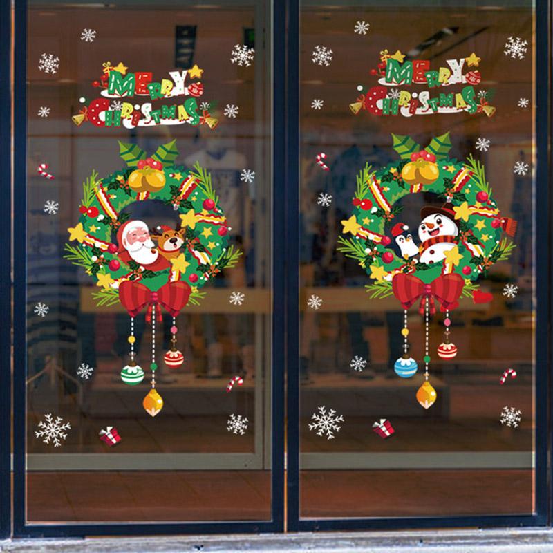 Christmas Window Stickers Ornaments Merry Christmas Decorations 2025 for Home Wall Sticker Decals New Year Decor Noel Stickers