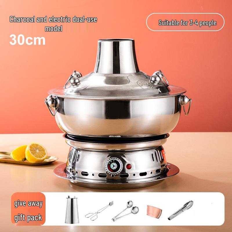 

Традиційний старовинний фіолетово-мідний гарячий горщик для баранини Шабу-Шабу, Вугільна версія для дому та вулиці