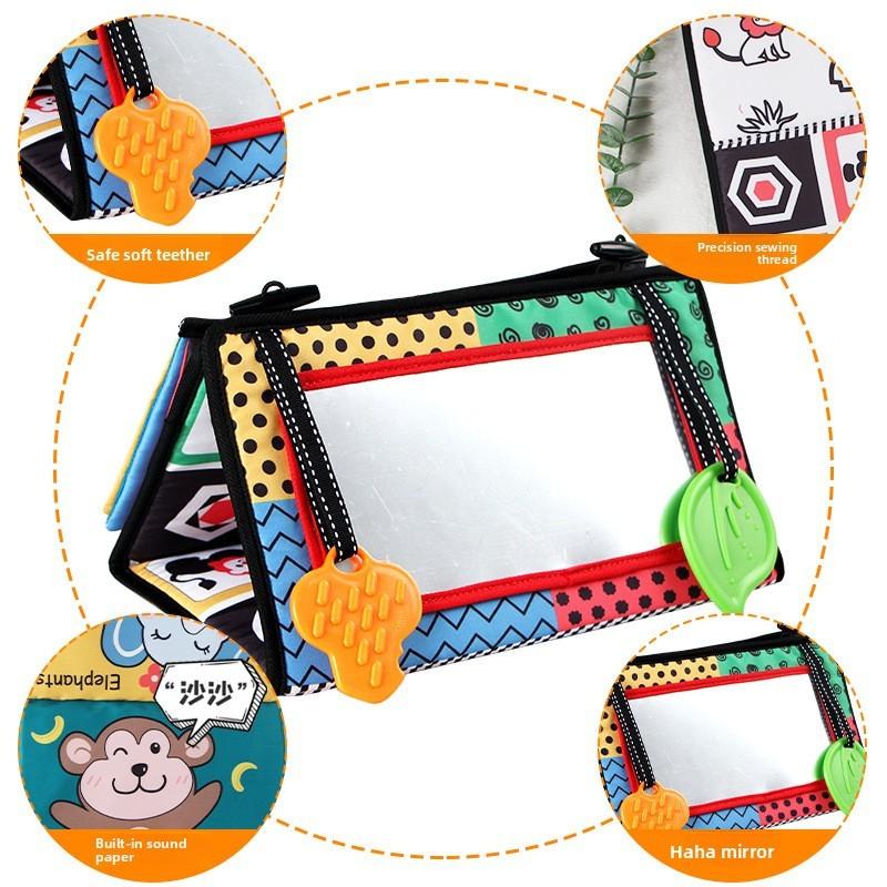 Baby Black White Mirror Cloth Book With Sensory Stimuli For Visual Development And Parent Interaction