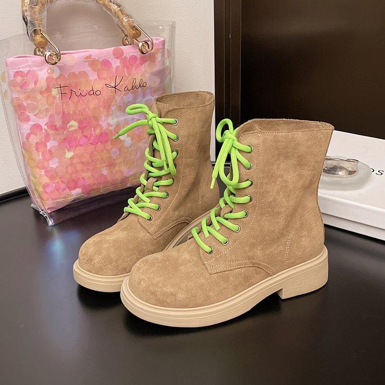 

Кожаные ботинки Мартина на платформе, женские летние тонкие, 2025 новые, в британском стиле, рабочие ботинки, обувь для активного отдыха 40 хаки