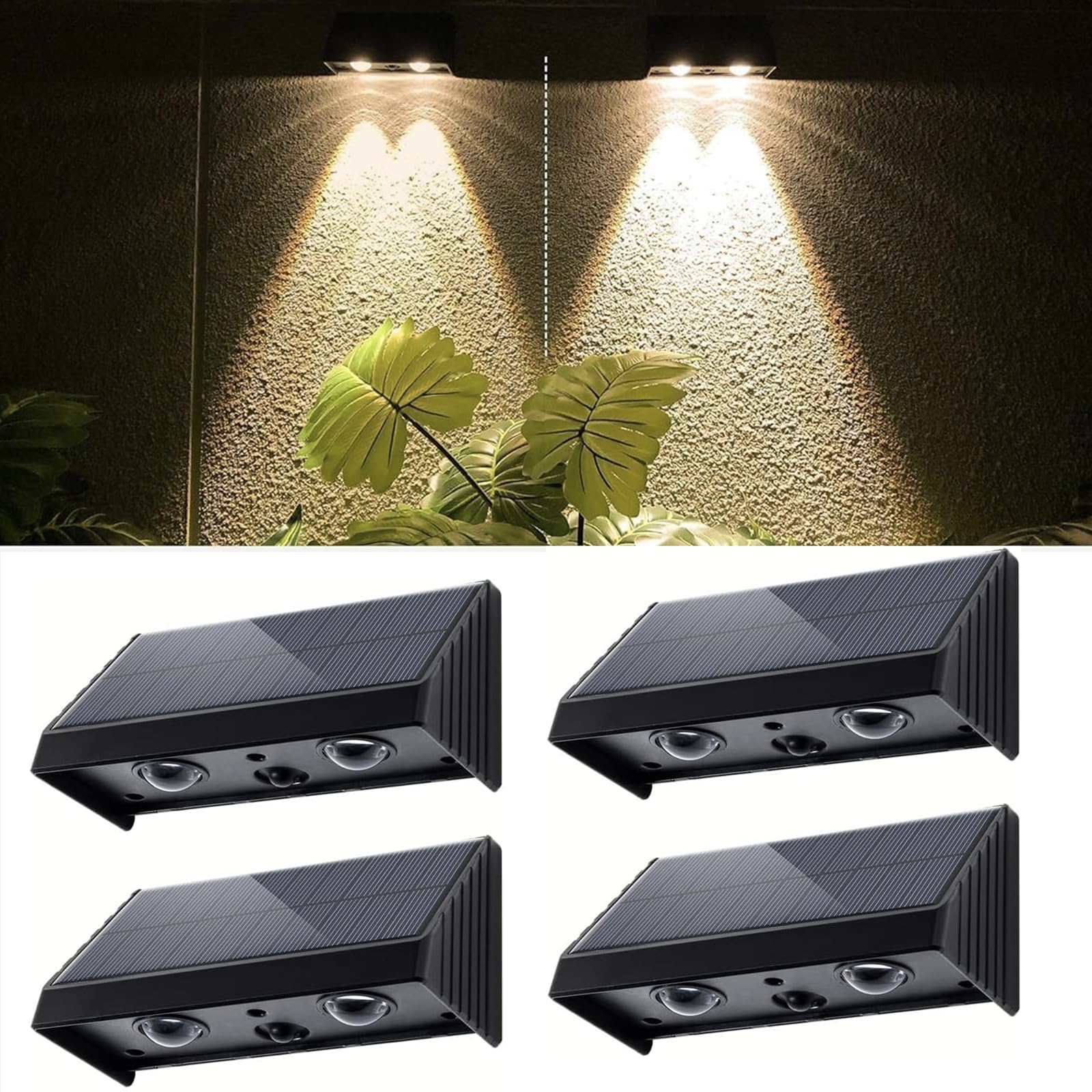 

MONMON Lighting Solar Wall Light, Outdoor Nameplate/Entrance/Pillar Light, Warm White, 4-Pack (Model YQ004)