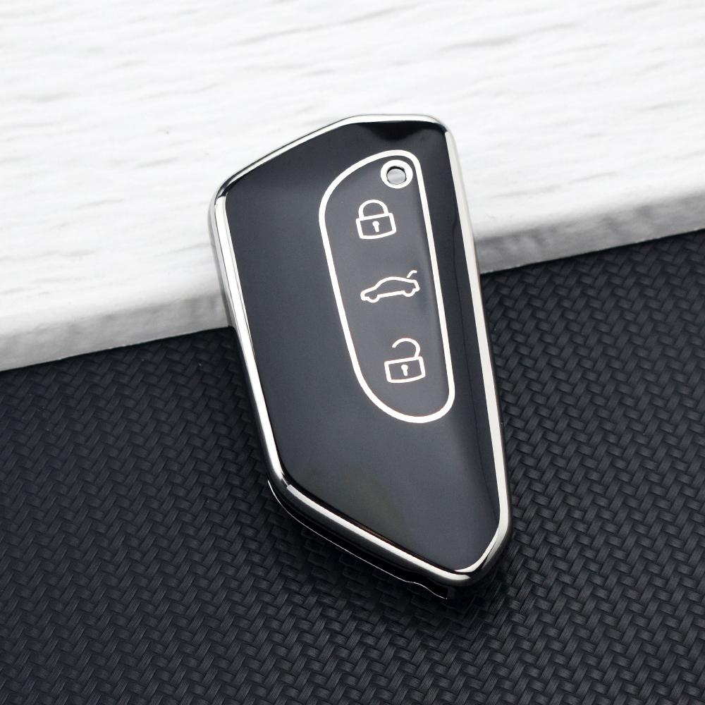 Soft TPU Car Remote Key Case Cover Shell for VW Volkswagen Golf 8  For Skoda Octavia A8  SEAT Leon MK4 Key Fob Chain Accessories