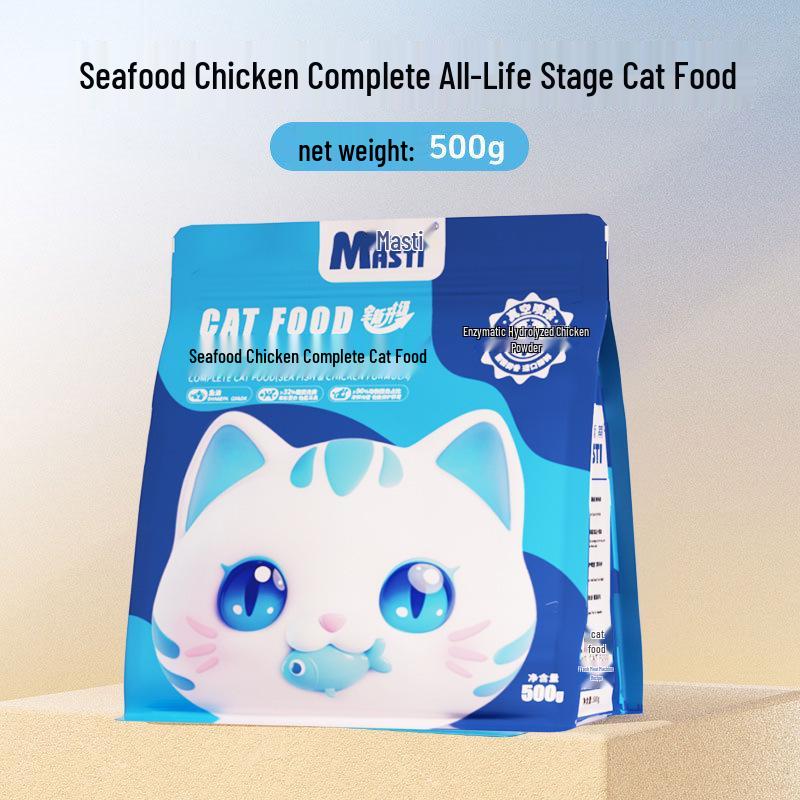 

Measty Морепродукты Курица Корм для кошек 500г - Для взрослых кошек и котят, Богатый питательными веществами для набора веса и развития щек, Бесплатная доставка