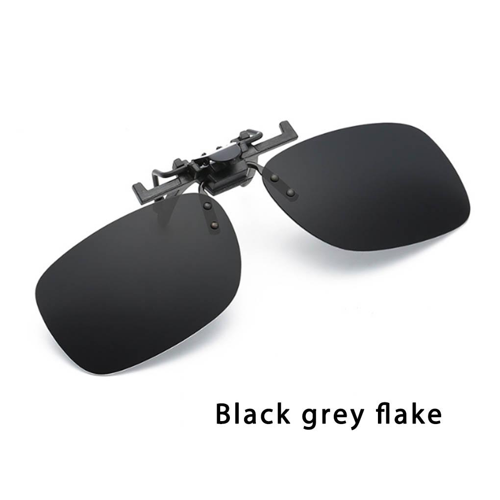 Men Fashion Square Polarized Clip-On Flip Up Metal Frame Clip Sunglasses