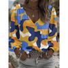 Retro Ethnic V-neck Women's Long-sleeved Top, Lantern Sleeve Blouse, Suitable for Ranch Party Outfits and Daily Western Clothing.