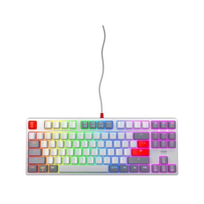 Clavier de gaming mécanique - cherry xtrfy k4v2 rgb tkl - format tkl - éclairage rgb - blanc