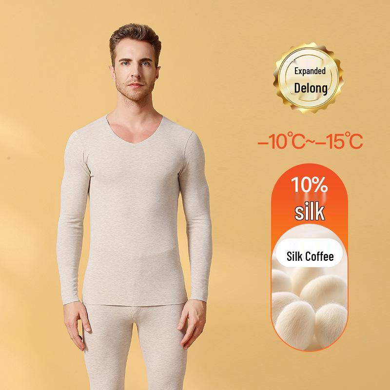 Aoweizide Velvet Silk Seamless Thermal Underwear Set for Couples - Women's Thick Warm Suit for Autumn/Winter