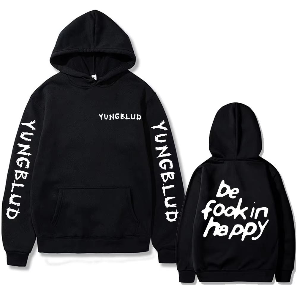 

Худи с графическим принтом Yungblud Be Fookin Happy Мужское Винтажное Рок Оверсайз Худи Спортивный костюм Мужское Женское Худи S