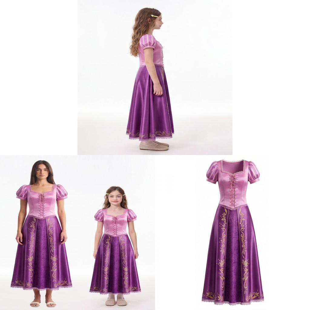 Gubancos Rapunzel Cosplay Ruha Lányoknak Szatén Szövetből Halloween Témájú Rendezvényekre