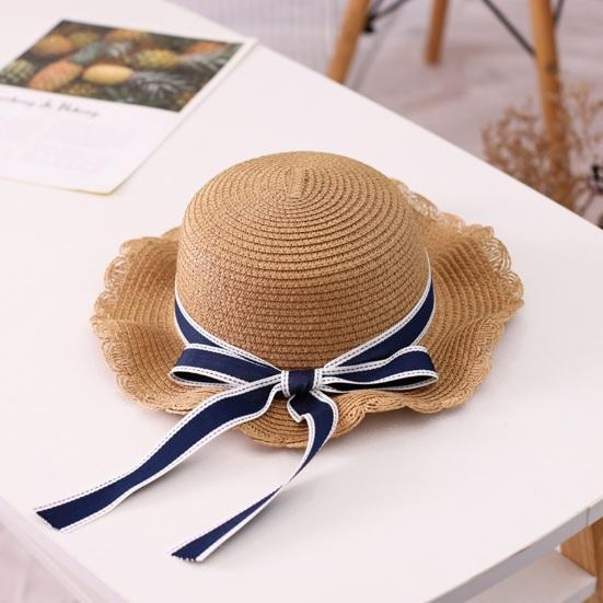 Family Beach Hat Natural Straw Woven Wide Brim Sun Protection Foldable Lightweight Summer