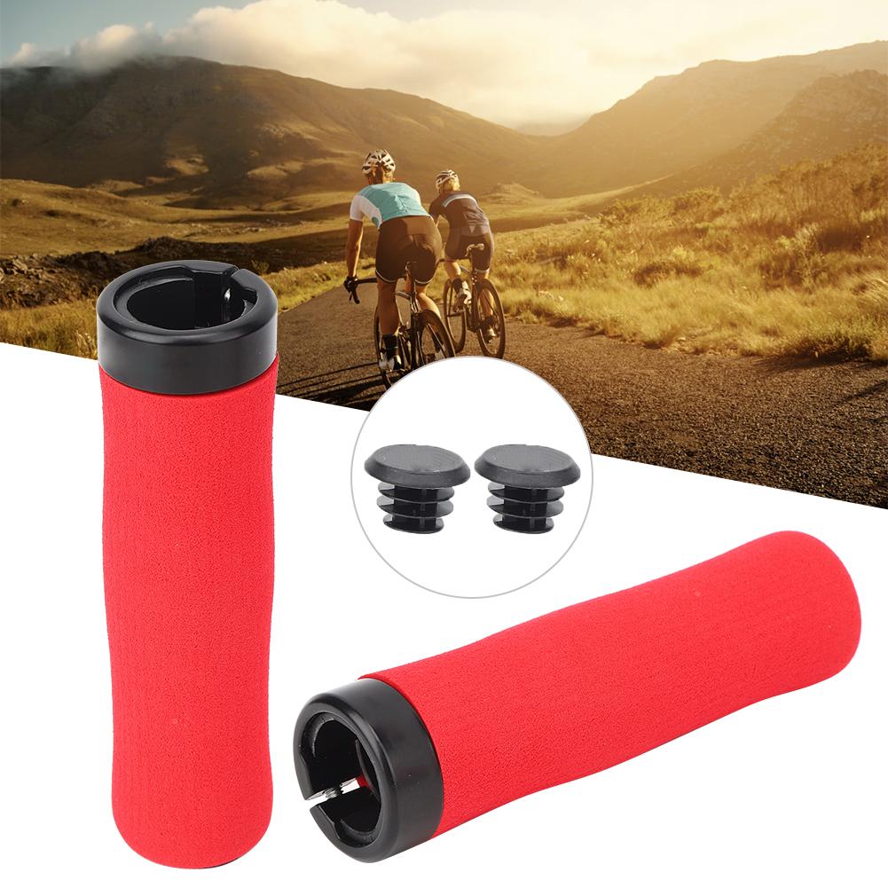 A Pair of High Density Soft Sponge Hard Plastic Mountain Bike Handlebar Cover Bicycle Lock Grips Cycling AccessoryRed