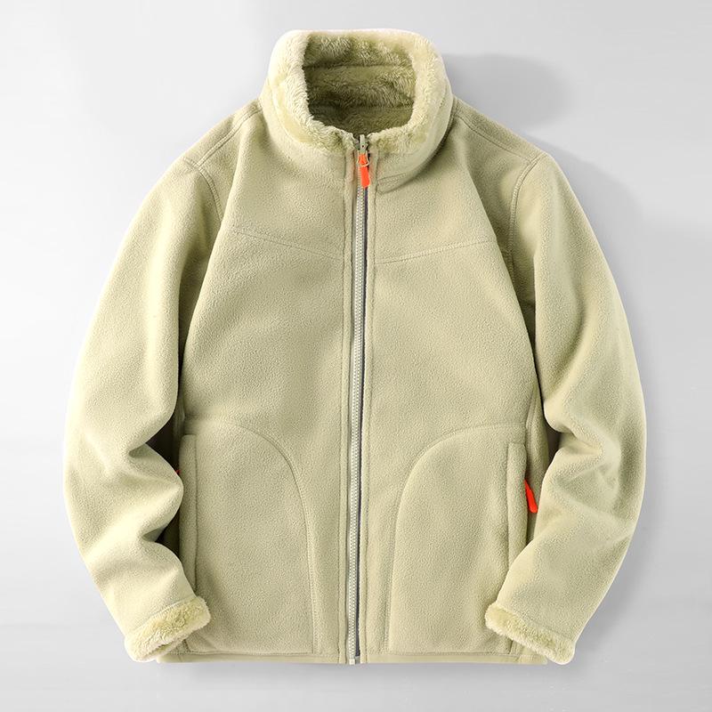 Boys and Women's Double-Sided Coral Fleece Jacket - Warm, Thickened Autumn/Winter Cardigan for Outdoor Use