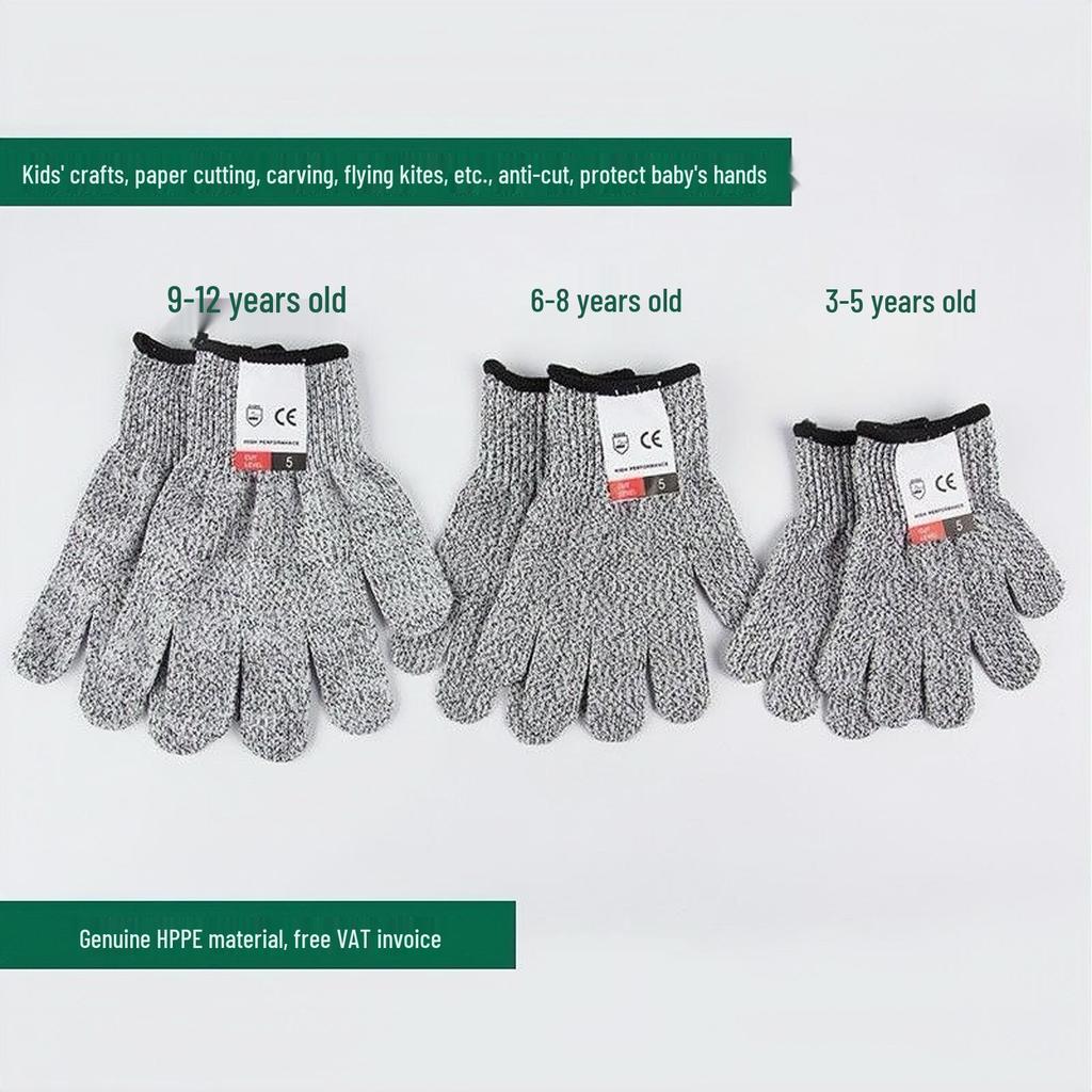 Children's Cut-Resistant Outdoor Gloves: HPPE Fiber, Anti-Stab, Anti-Scratch for Digging and Handicrafts