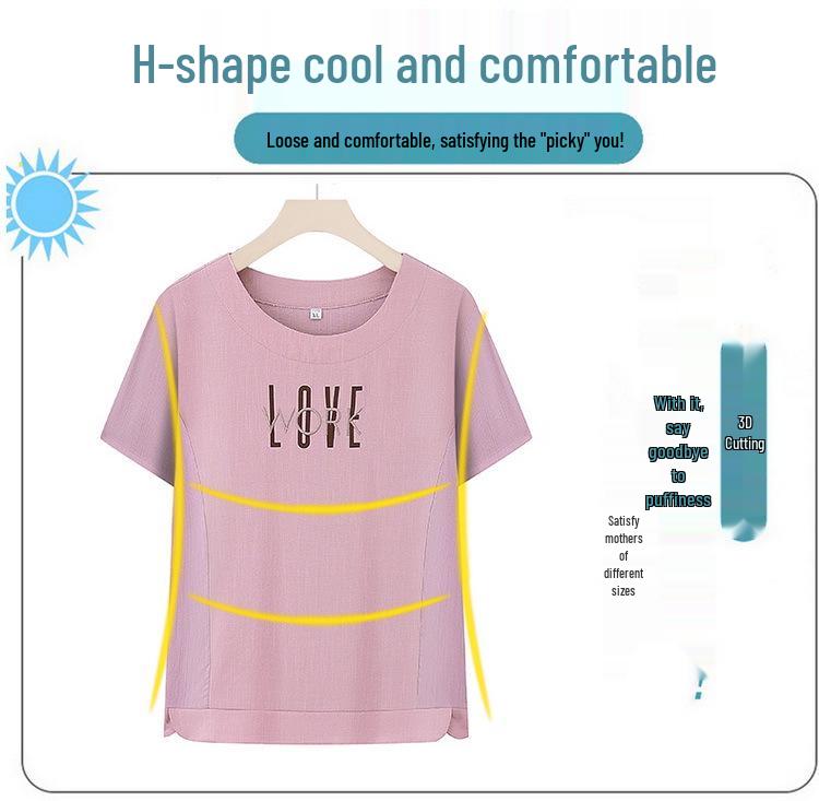 Summer Casual Sports Suit for Middle-Aged Women: Short-Sleeved T-shirt and Shorts Set