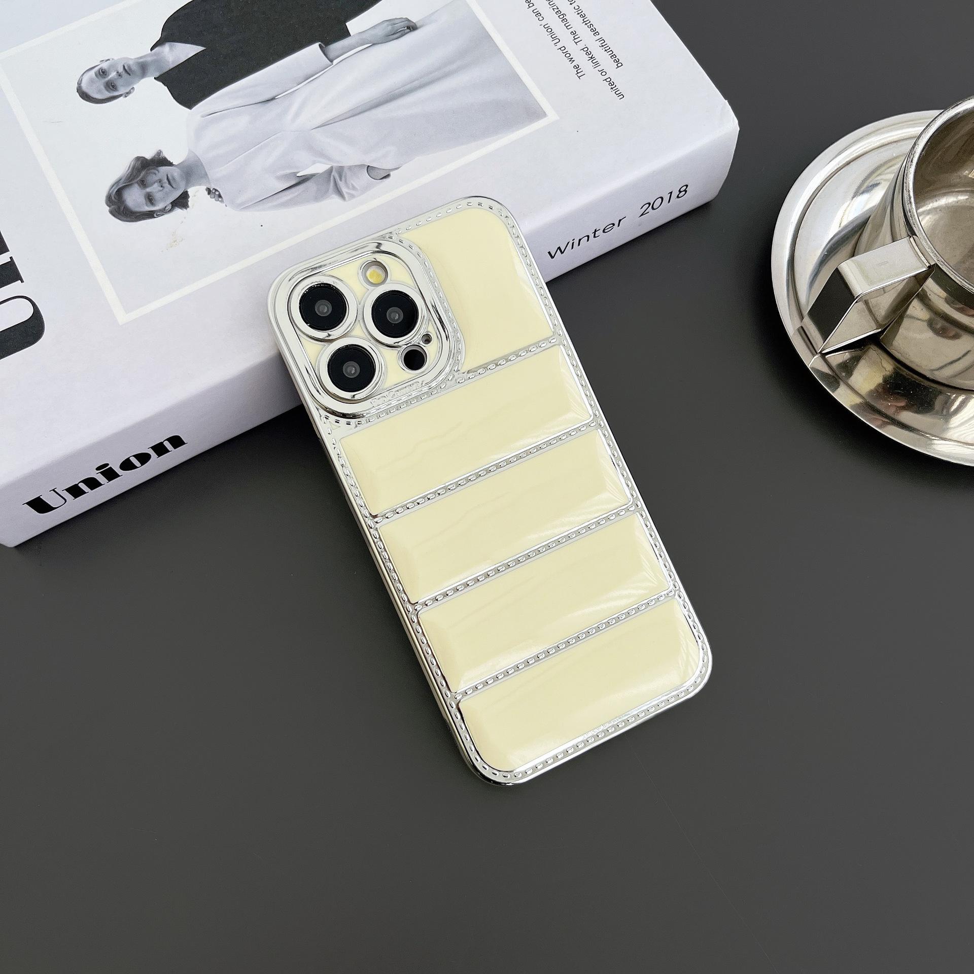 

Electroplated Down Case Is Suitable for IPhone16 Anti-drop Phone Case and Apple 15promax Color-matching 14 Protective Case iPhone11Promax белый