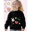 Kids Crewneck Sweatshirt, Cute Good Morning Bunny Hearts Stars Leaves Graphic Print