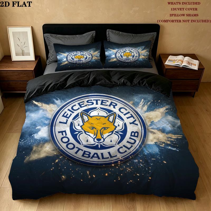 Leicester City Pattern Bedding Quilt Set Home Decoration Gift (1 * duvet cover + 2 * pillowcase without core)