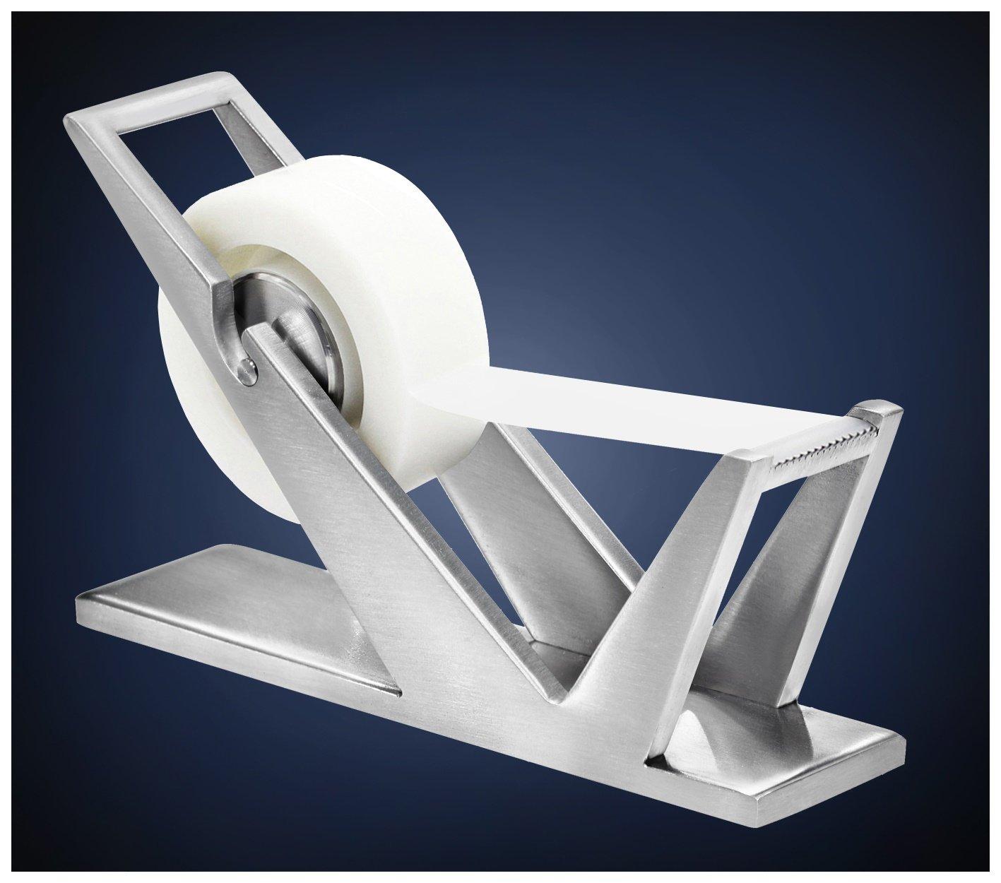 

ArtsOnDesk Современный настольный диспенсер для скотча St202, Нержавеющая сталь с сатинированной отделкой, Резак для регистрационной ленты, Диспенсер для скотча, Держатель для скотча, Настольный