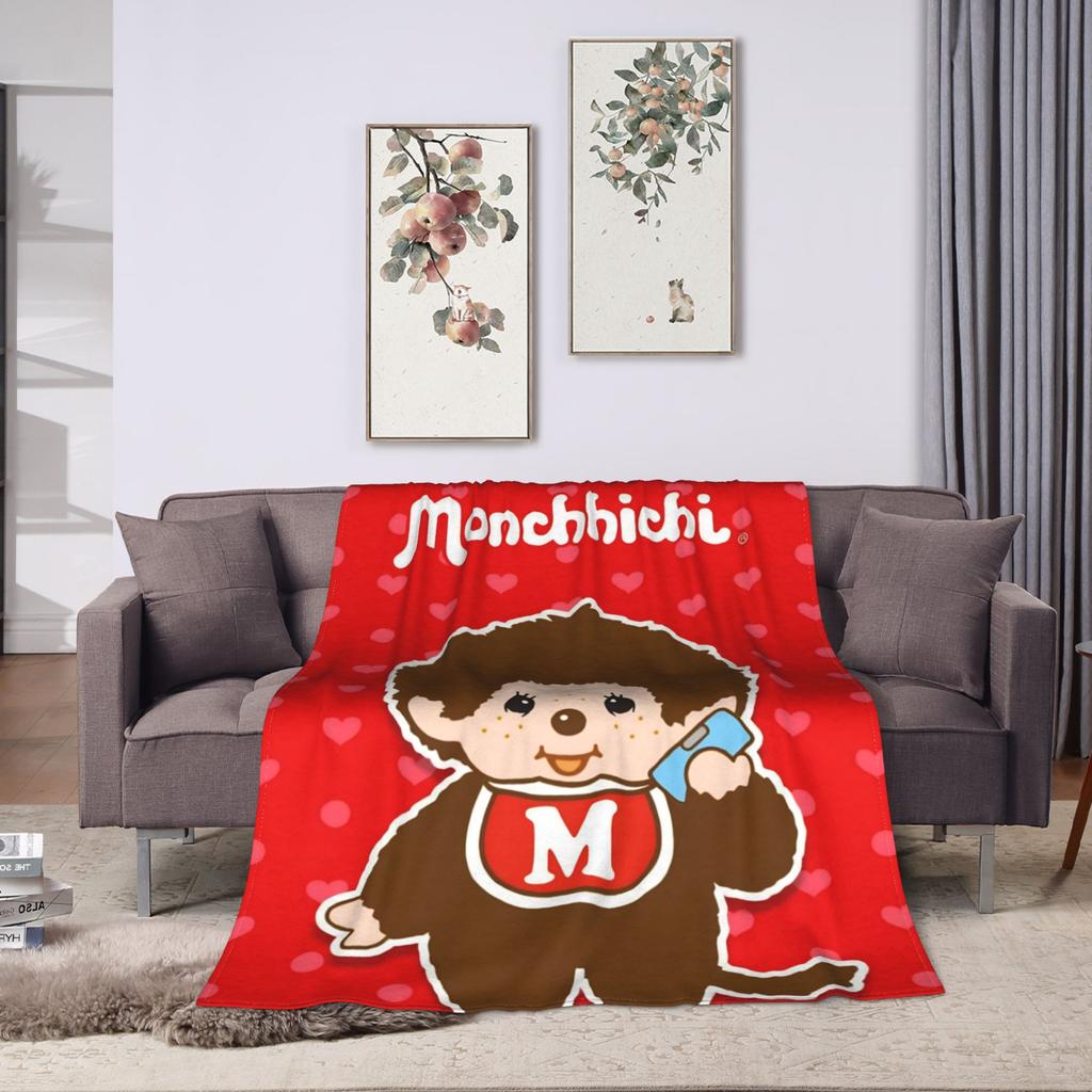 Cute Monchhichis Blankets Coral Fleece Plush Summer Breathable Super Soft Throw Blanket for Sofa Outdoor Quilt