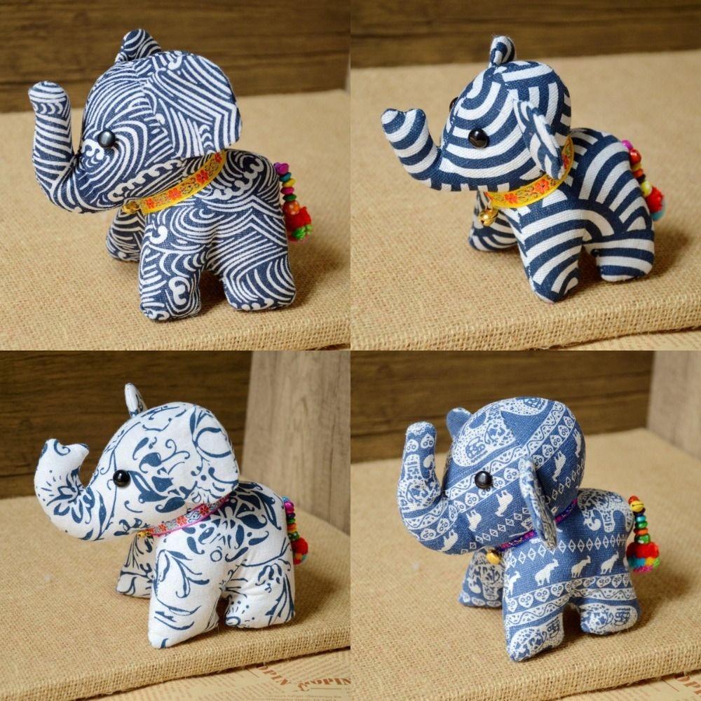 Thai Fabric Elephant Plush Doll Toy Ethnic Ganesha Stuffed Animal Elephant Ornament Travel Gift