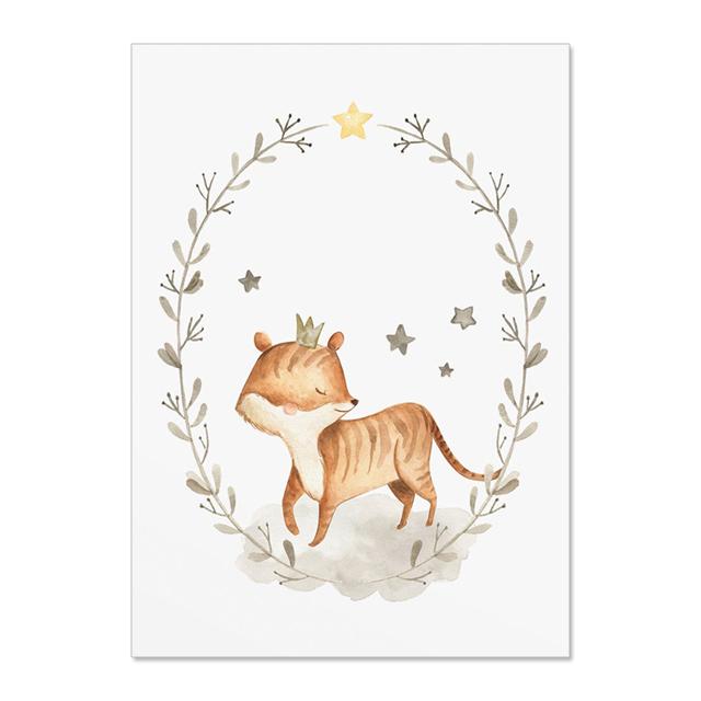 Cartoon Cute Animal Lion Giraffe Elephant Wall Art Canvas Painting Nursery Posters And Prints Wall Pictures Baby Kids Room Décor No Frame