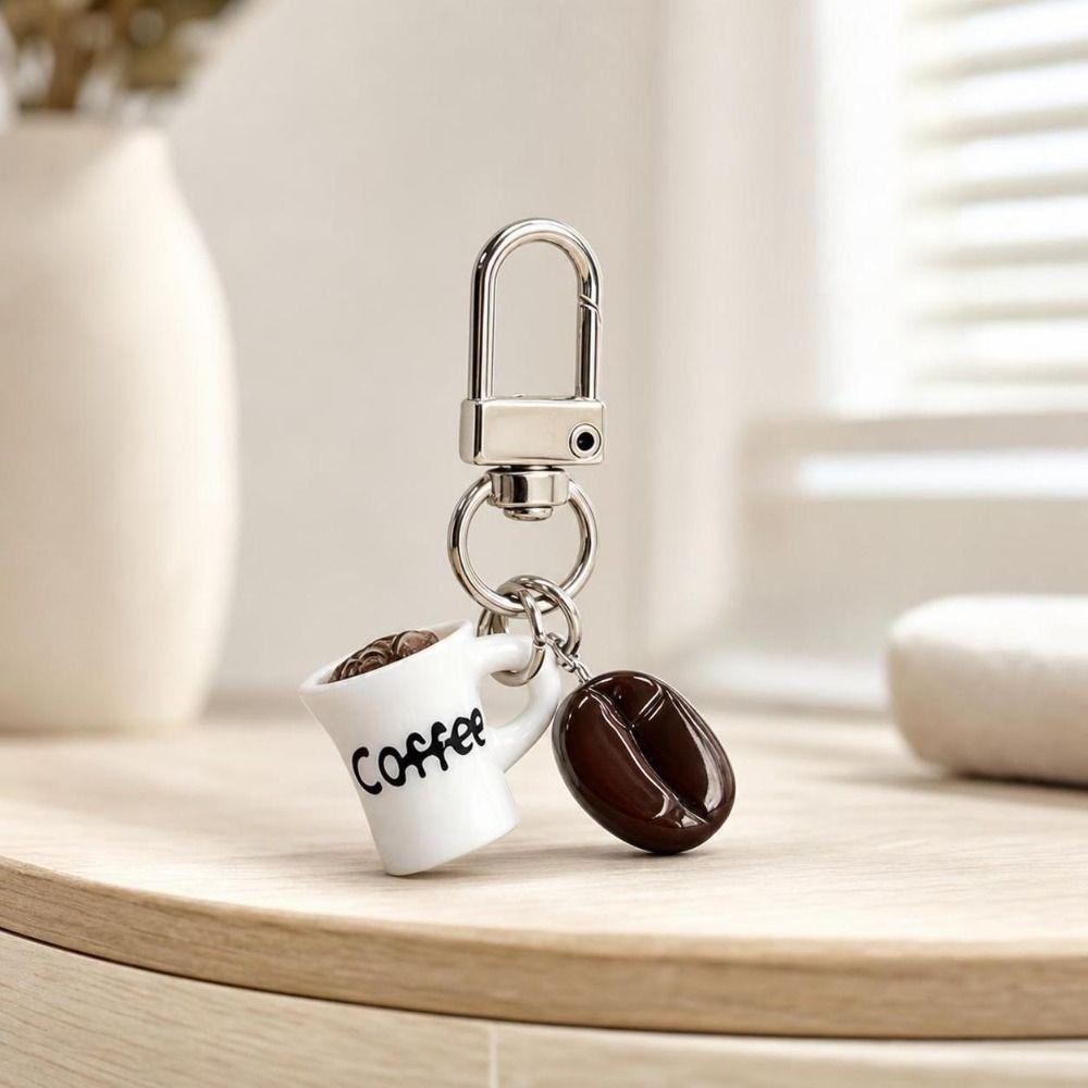 Simulation Coffee Cup Keychain Miniature Realistic Coffee Pendant  for Luggage Zippers