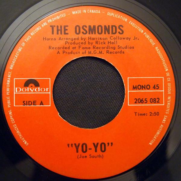 

7inch Record OSMONDS - Yo-Yo / Keep On My Side 2065082 Polydor Canada Rock Used