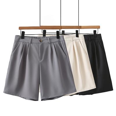 Solid Basic Work Short Pants for Women Simple Elastic High Waist Shorts Summer Casual Fashion Slim Work Pants with Packets Breathable Short Pants