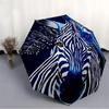 1pc Blue Zebra Floral Automatic Open/Close Umbrella 8-Rib Strong Frame, Portable Travel Umbrella for Women & Men, Birthday Gift Parties 014