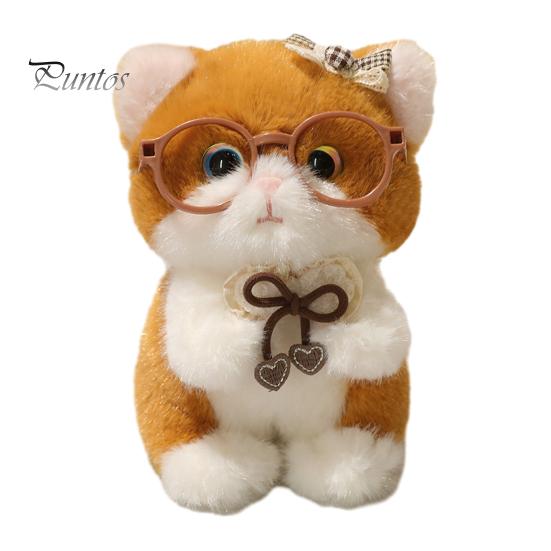 Plush Ornament for Keys Cute Kitten Pendant with Glasses And Tie, Soft Stuffed Animal Bag Decoration Keychain Backpacks Keys, Decorative Hanging