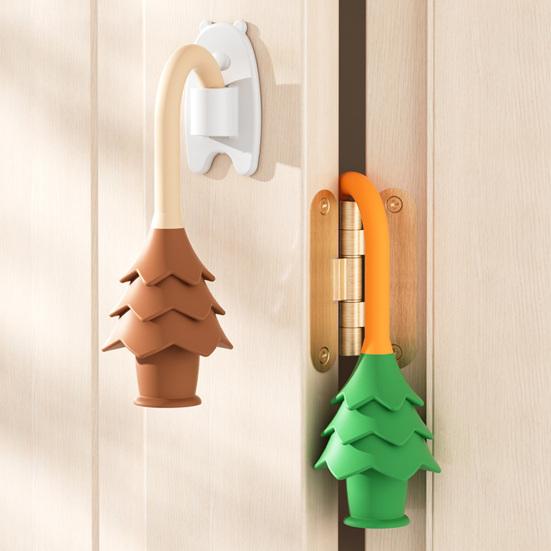 Security Key Card Silicone Door Stopper Christmas Tree Shape Baby Safety Anti-Pinch Design Door Guard