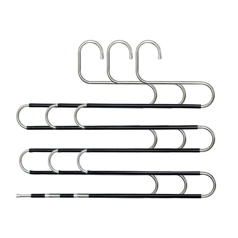 1/3Pcs Hangers Space Save Non-Slip Clothes Hangers Stainless Steel Closet Storage Organizer for Pants Jeans Scarf Trousers